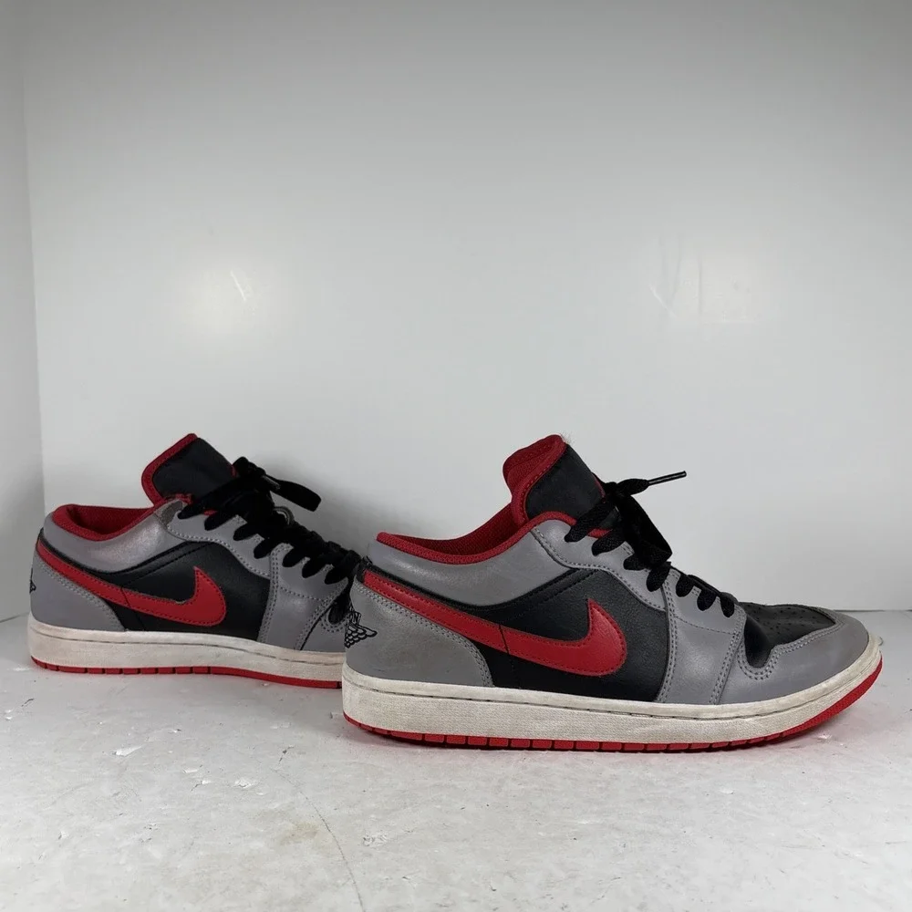 Size 8 Nike Air Jordan 1 Low Black Light Smoke Grey Gym Red‎ 553558-060